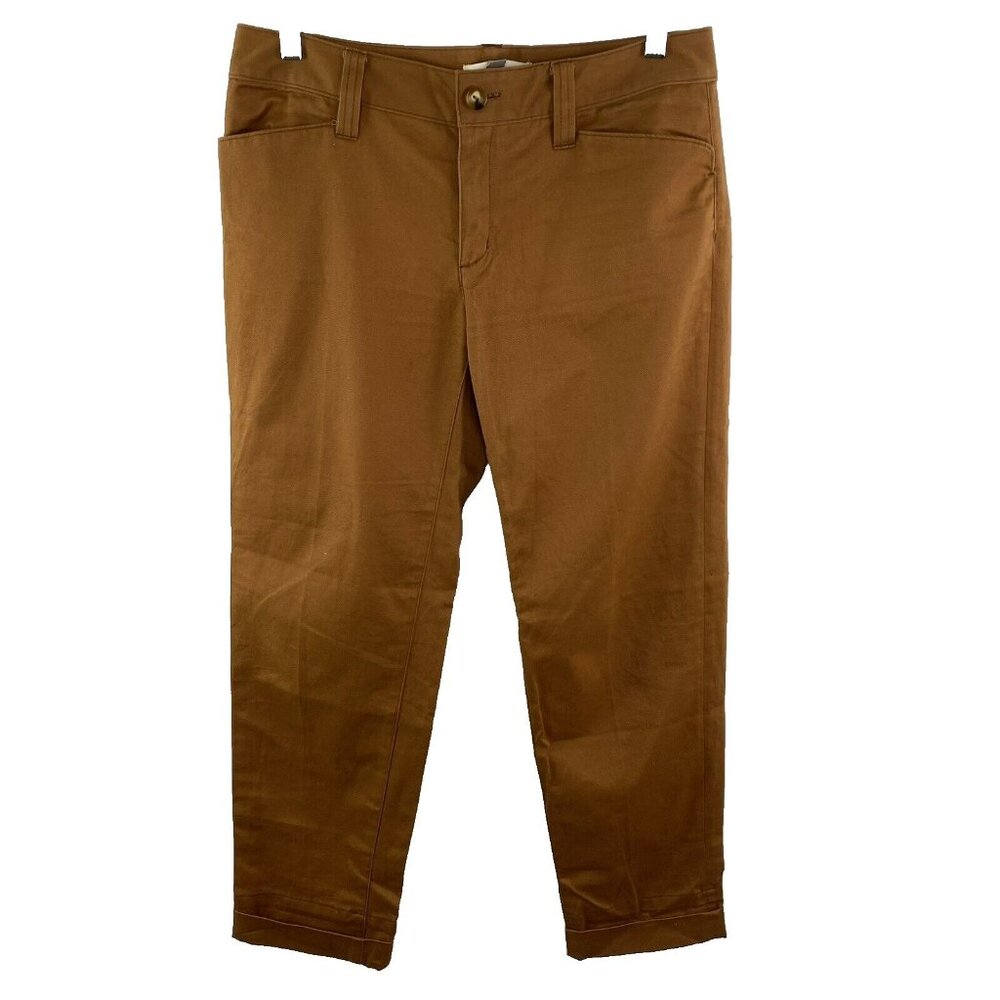 Fossil Pants Womens Size 6 Brown Flat Front Chino Ankle Mid Rise Cuffed Hems